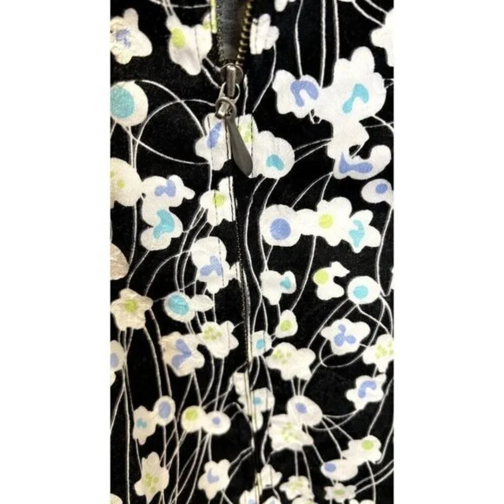 Christopher & Banks Women's Zip Up‎ Mock neck Floral Long sleeve Jacket